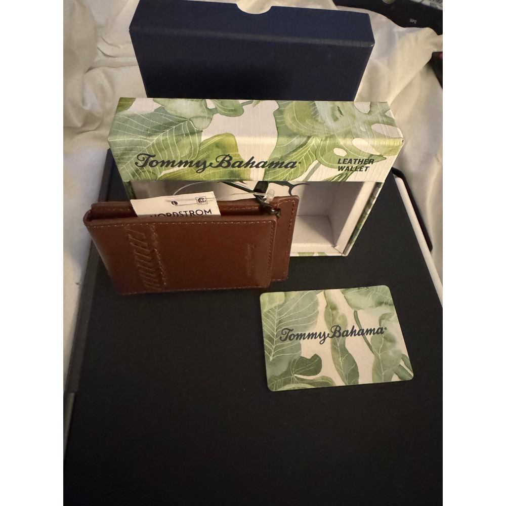 Tommy Bahama Leather Wallet Brown Bifold Nordstrom‎ NEW with Box Men